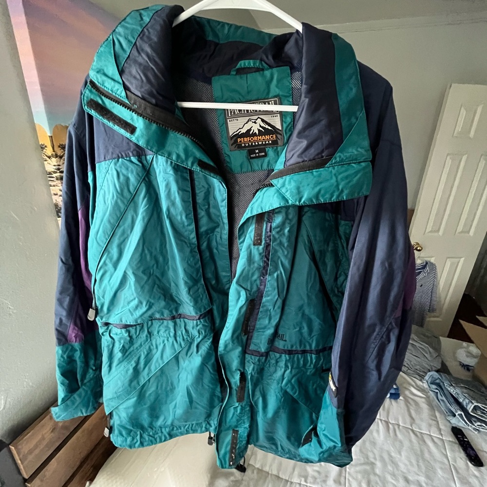 Vintage Pacific Trail Teal and Navy Blue Ski and Snowboard Snow Jacket Size M